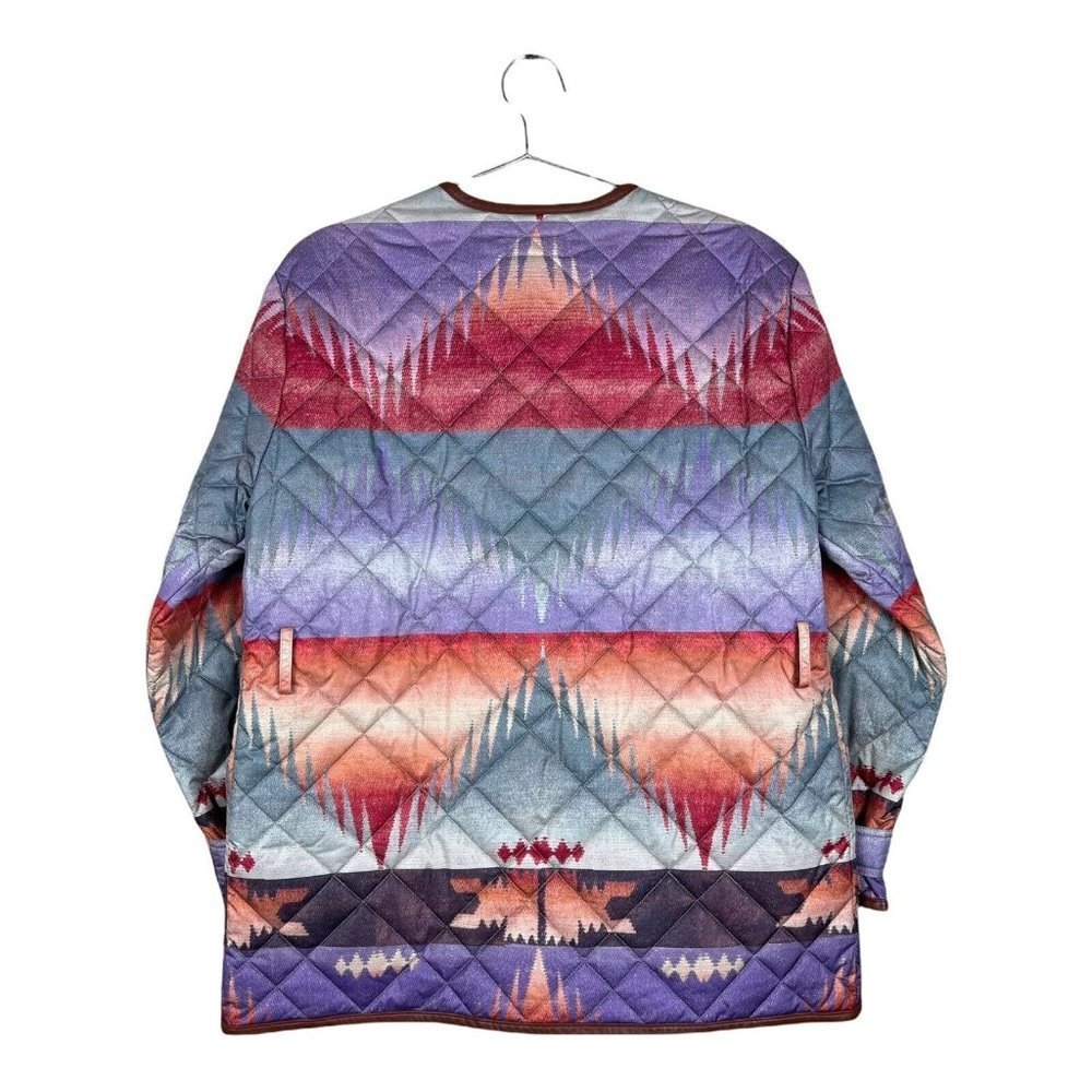 Women Polo Ralph Lauren Tricot Quilted Bomber Jacket With Genuine Leather Small - Picture 7 of 12